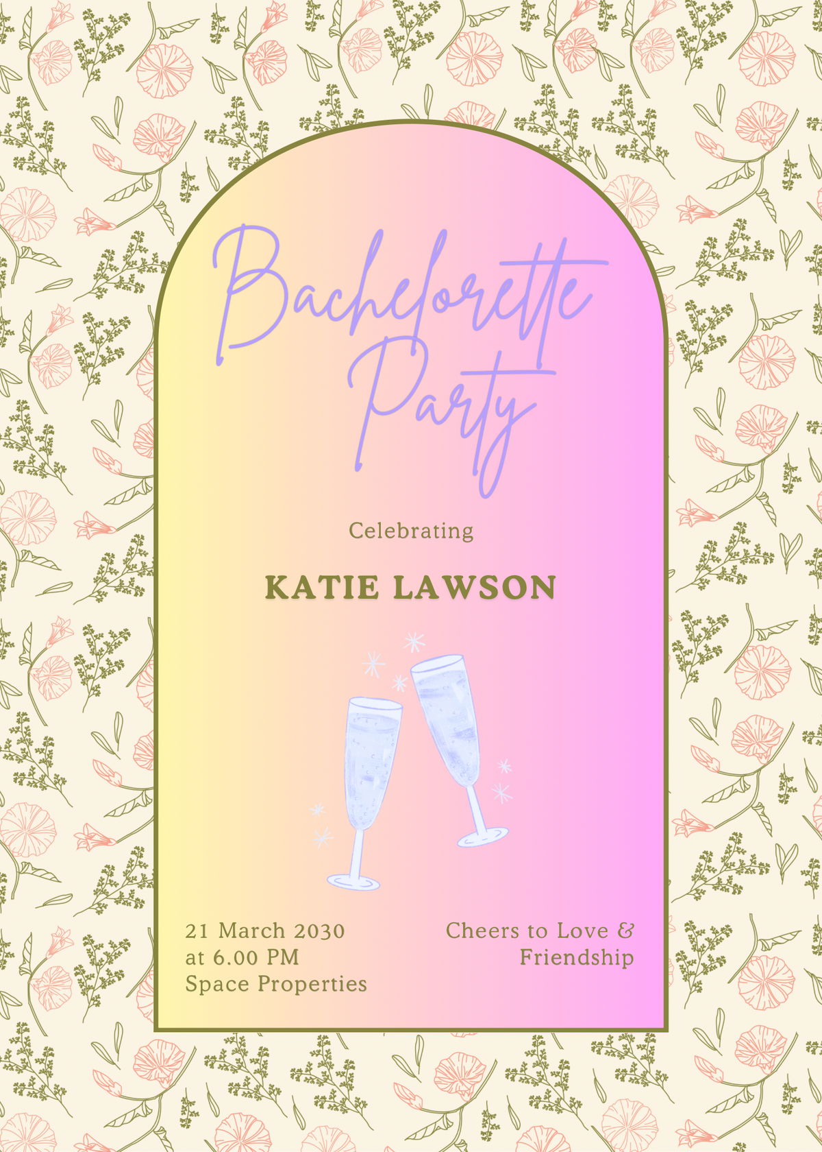 Garden Reverie Bachelorette Party Invitation