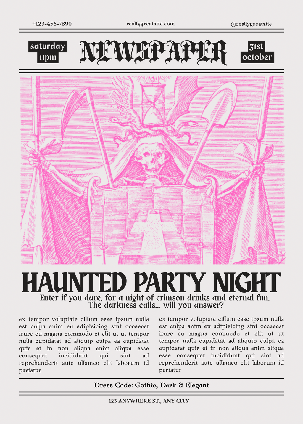 Haunted Party Night Vintage Newspaper Invitation