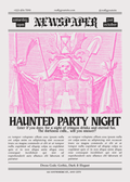Haunted Party Night Vintage Newspaper Invitation
