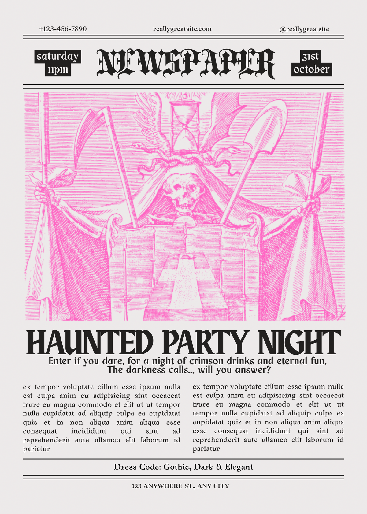 Haunted Party Night Vintage Newspaper Invitation
