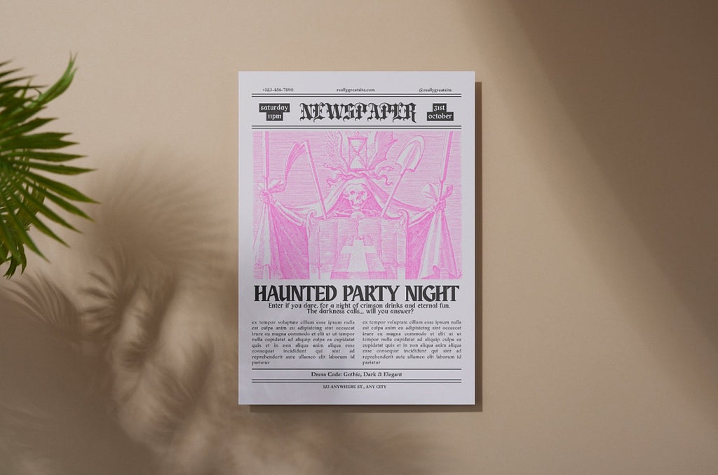 Haunted Party Night Vintage Newspaper Invitation