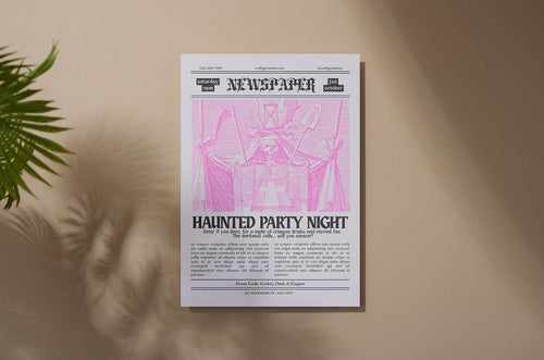 Haunted Party Night Vintage Newspaper Invitation