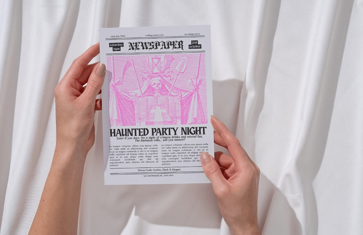 Haunted Party Night Vintage Newspaper Invitation