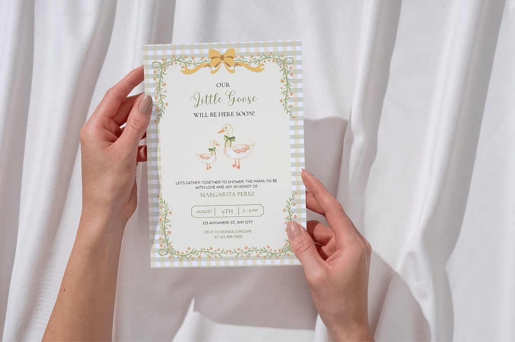 Vintage Goose Baby Shower Invitation