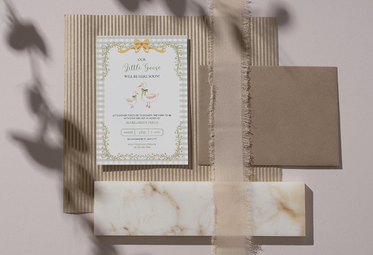 Vintage Goose Baby Shower Invitation